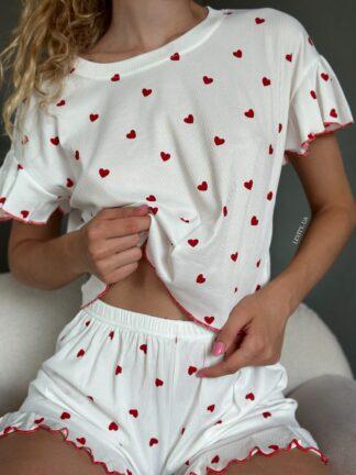 Піжама з шортиками в рубчик (1052)