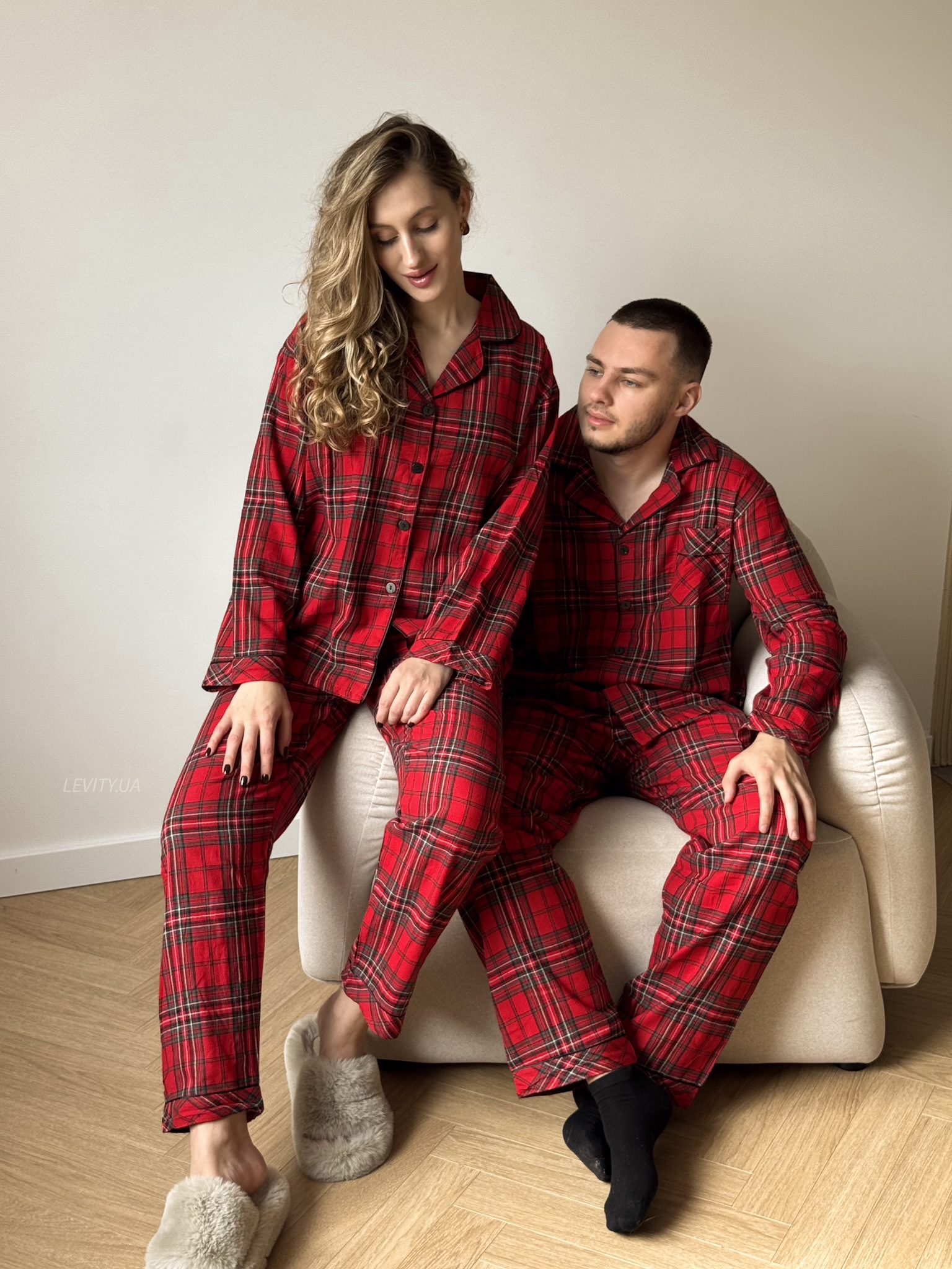 Чоловіча байкова піжама в клітинку (1512) - Зображення 5