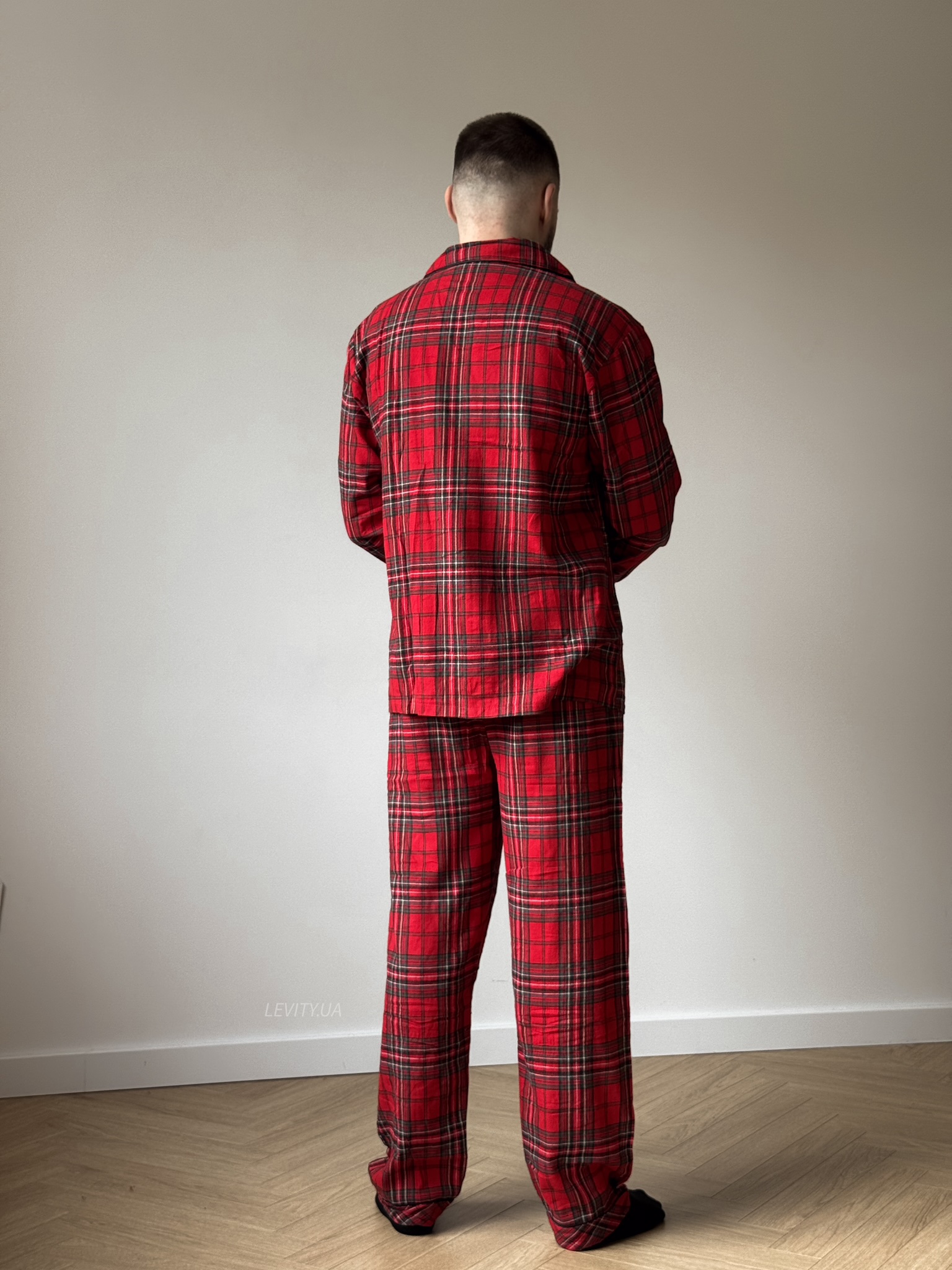 Чоловіча байкова піжама в клітинку (1512) - Зображення 3