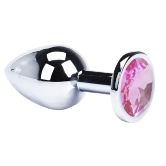 Анальна пробка металева з кристалом pink M