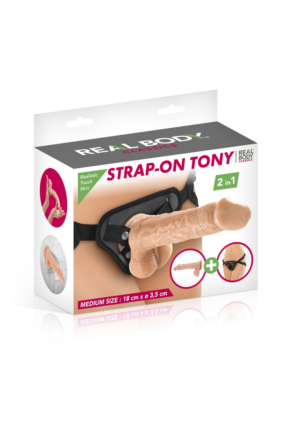 Жіночий страпон-трусики 2в1 Real Body — Tony: довжина 18 см, діам. 3,5 см, трусики та фалоімітатор - купити в LEVITY Жіночий страпон-трусики 2в1 Real Body — Tony: довжина 18 см, діам. 3,5 см, трусики та фалоімітатор - Зображення 3